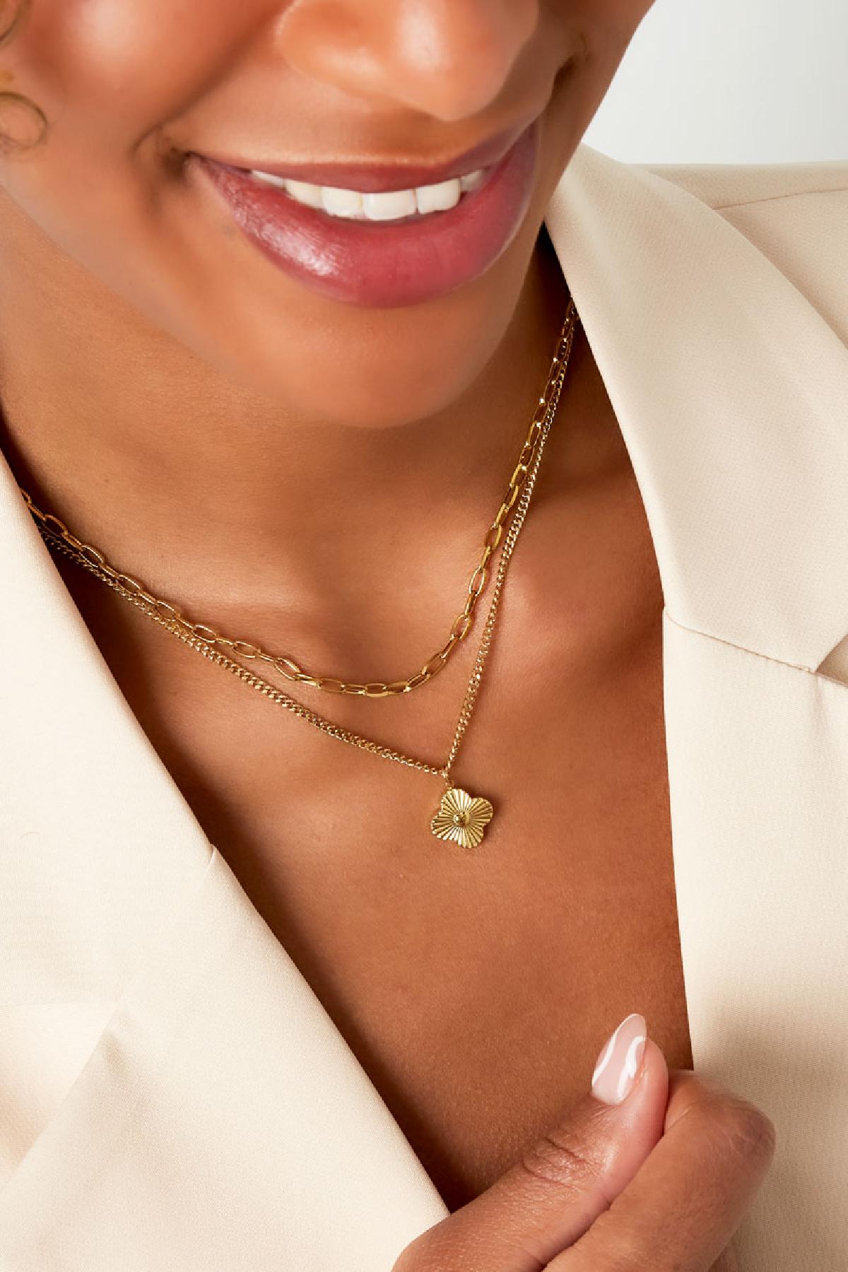 Collier chaînes multiples trèfle
