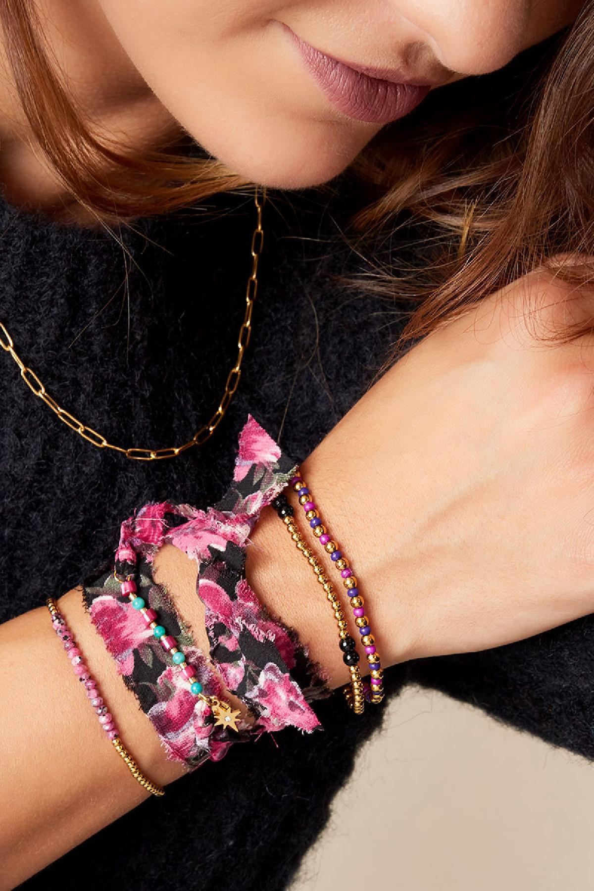 Contrast print lint bracelet with beads