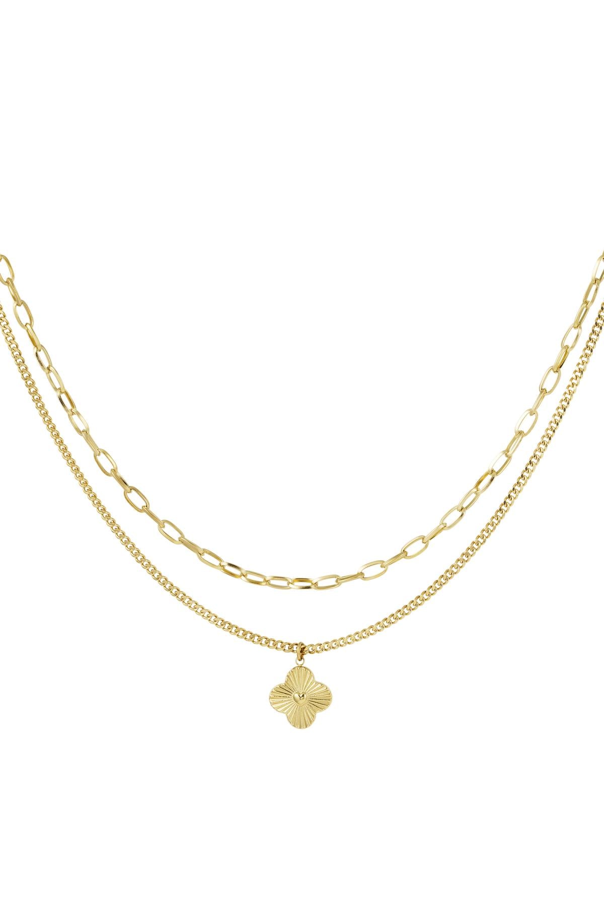 Collier chaînes multiples trèfle