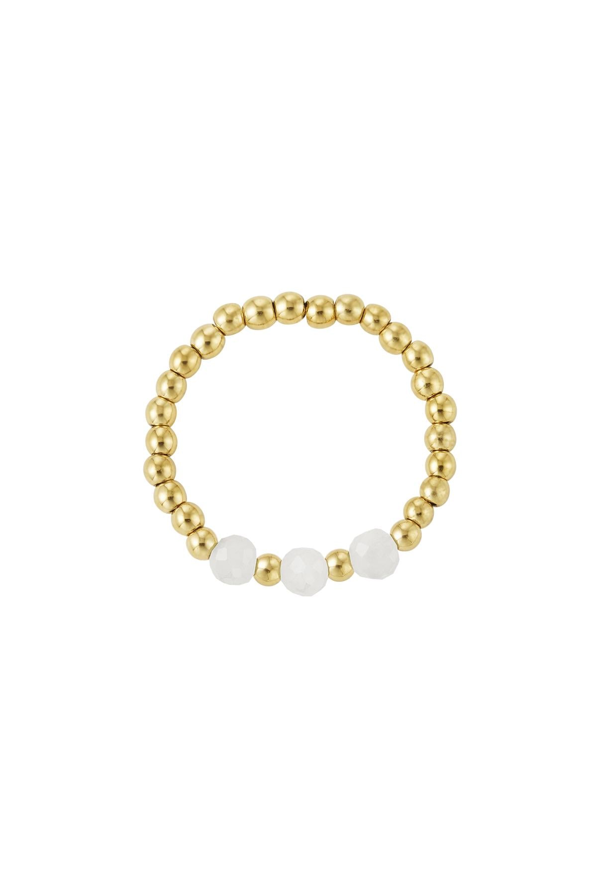 Pierre naturelle - bague élastique blanche en hématite
