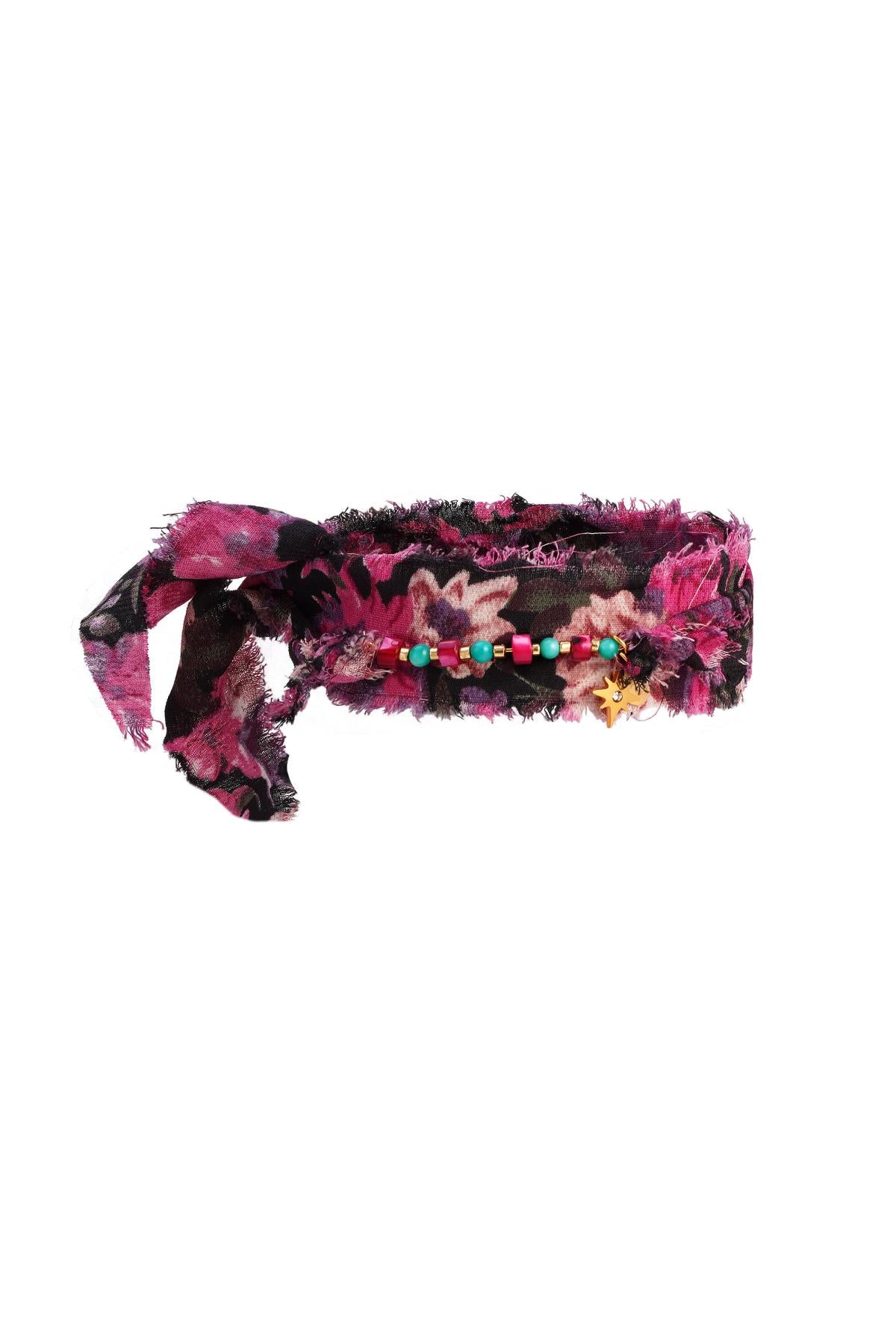 Contrast print lint bracelet with beads