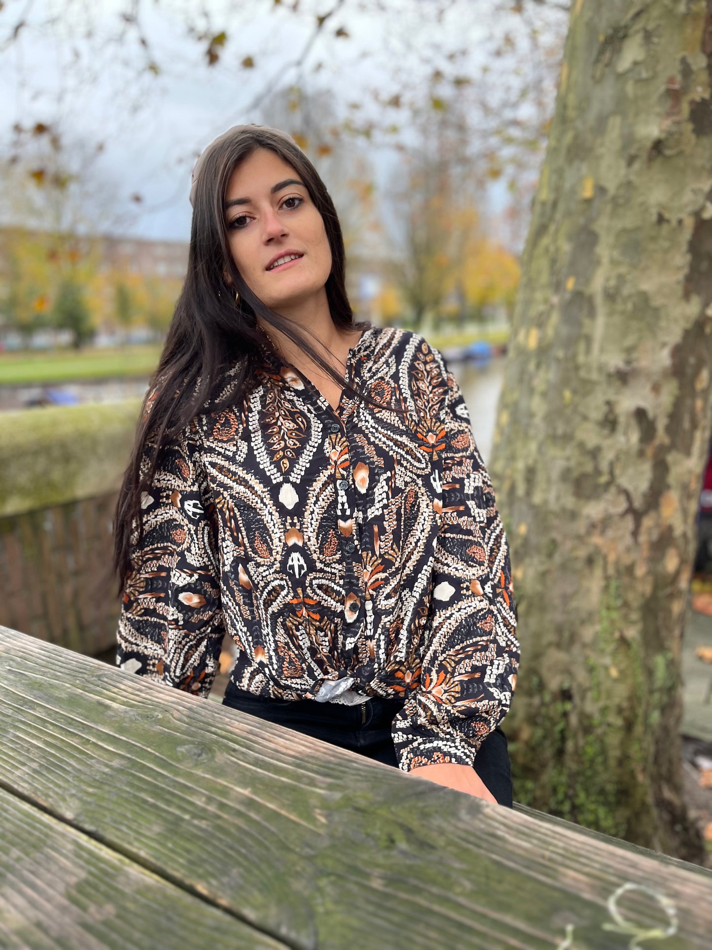 Ikat style viscose blouse