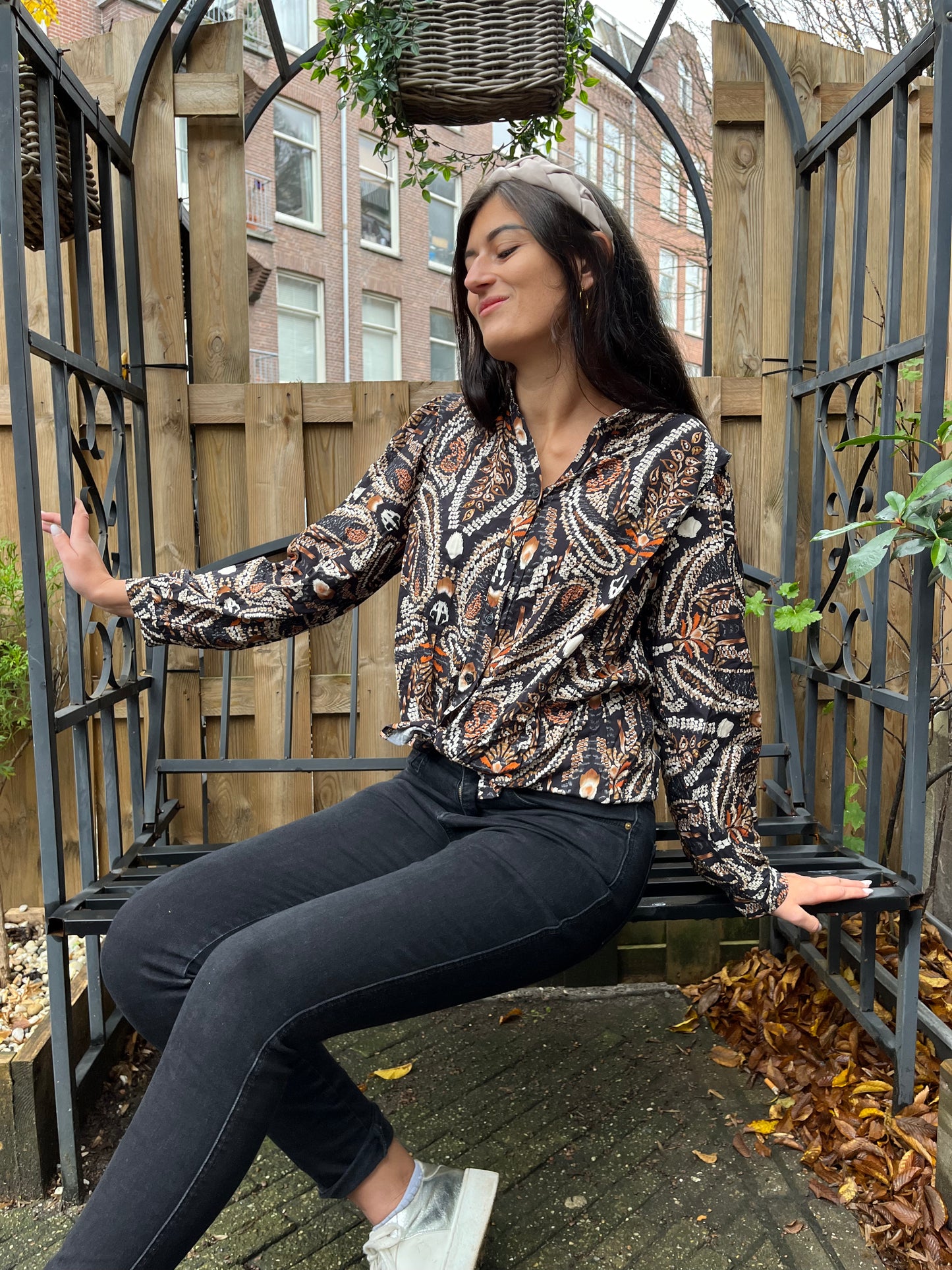 Ikat style viscose blouse