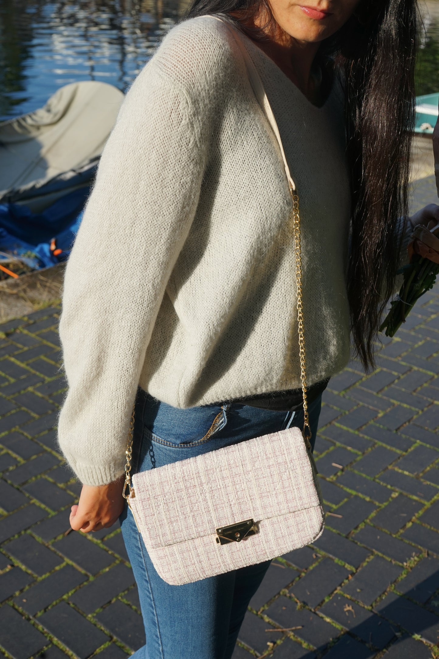 Chic beige cross body bag