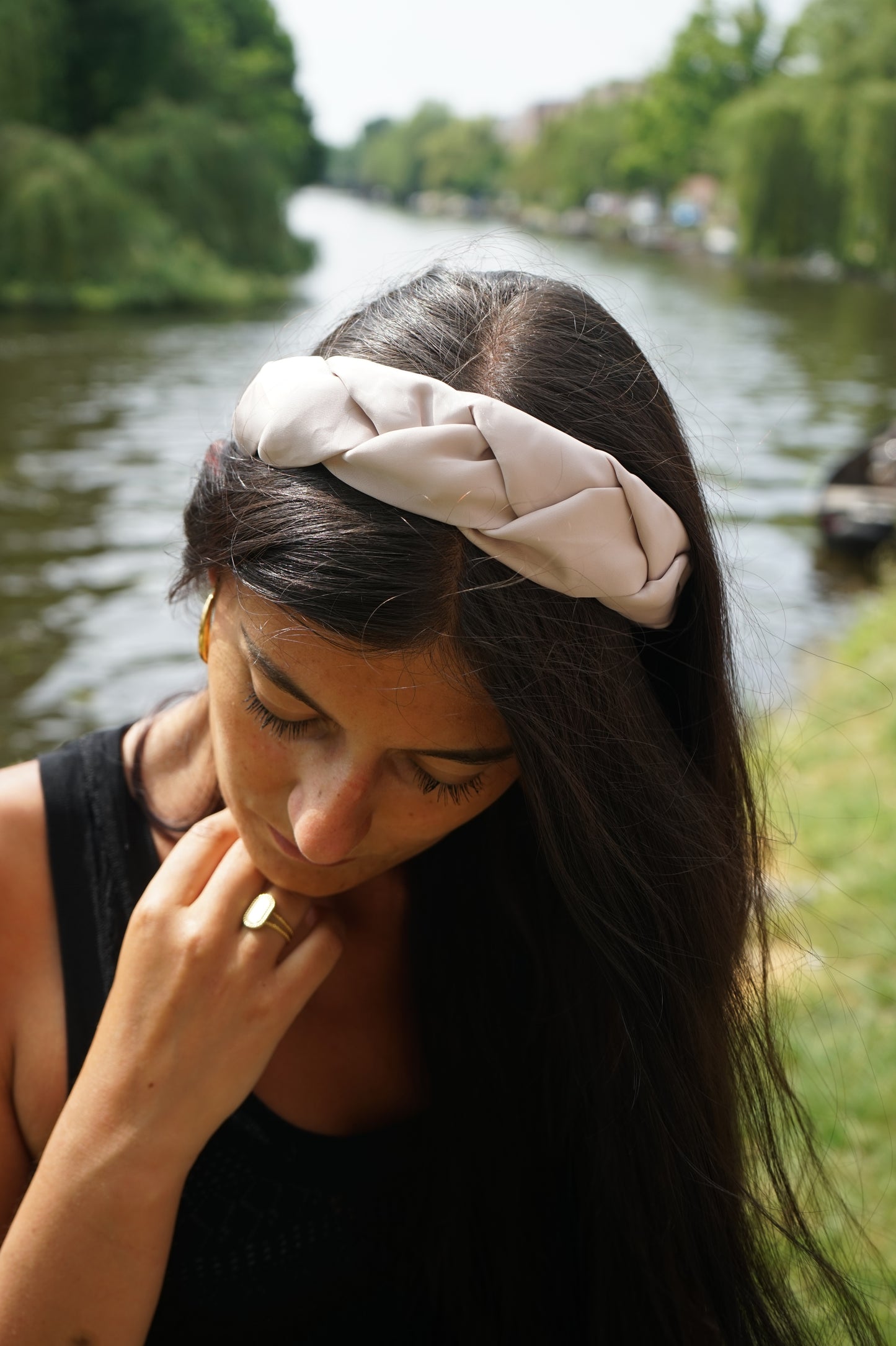 Beige braided look headband