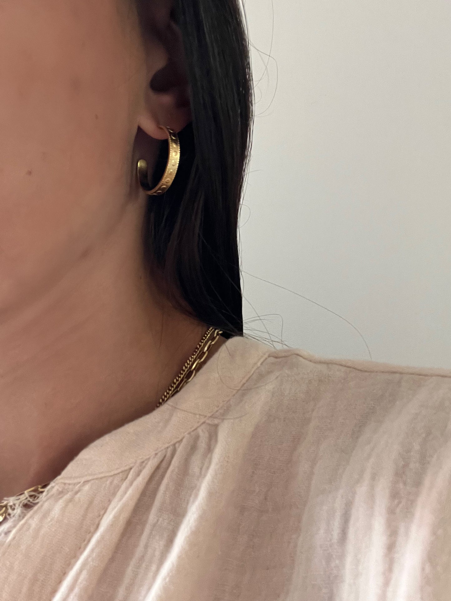 Small gold doted hoops