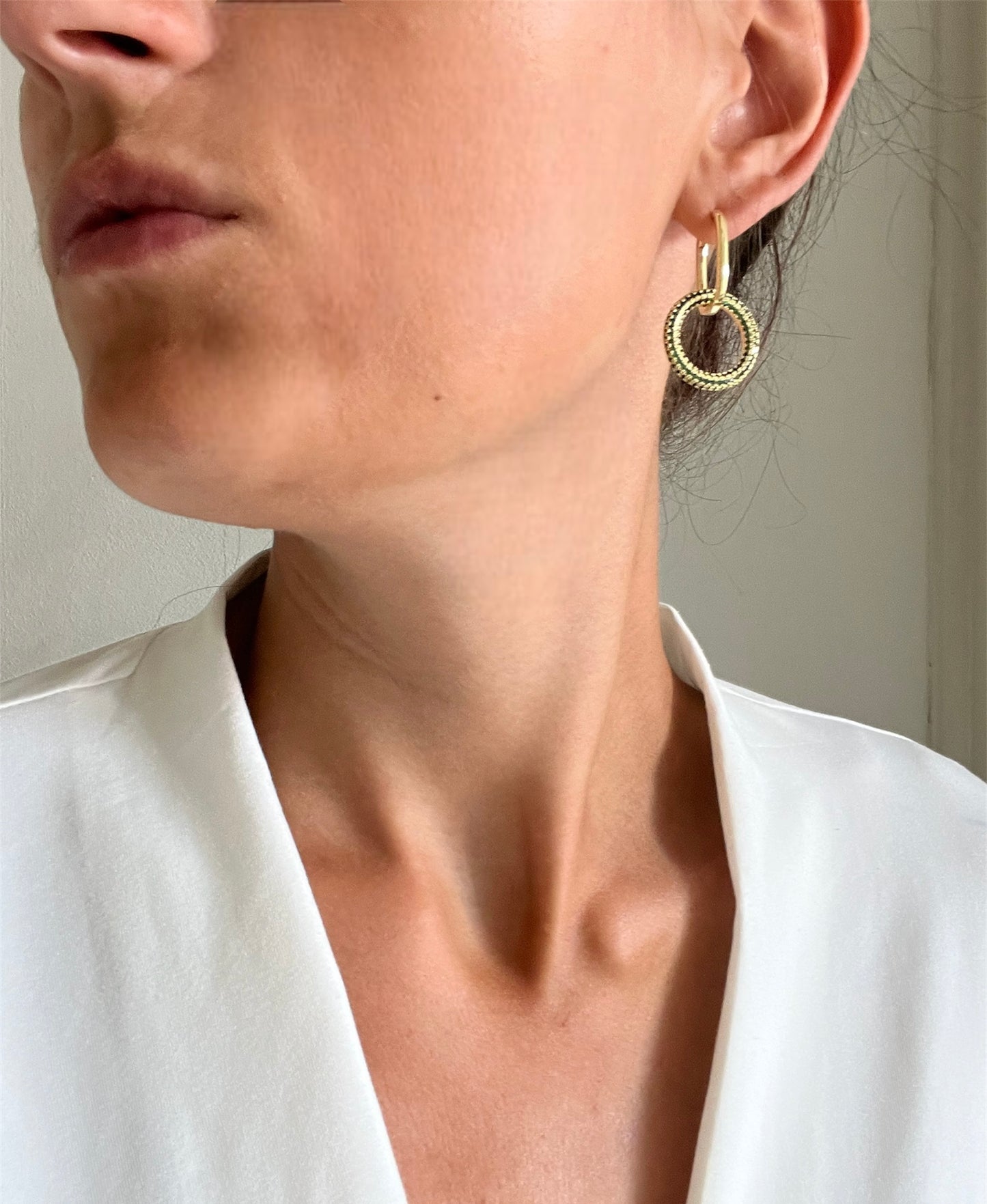 Green and gold zircon earrings