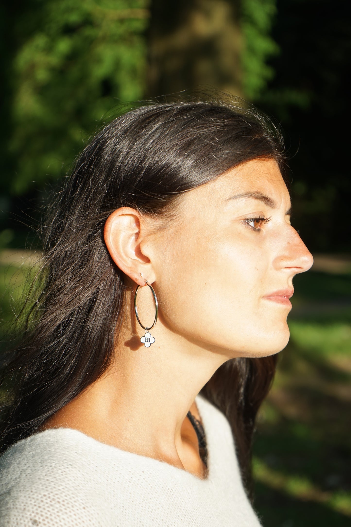 Lucky clover stainless steel hoops