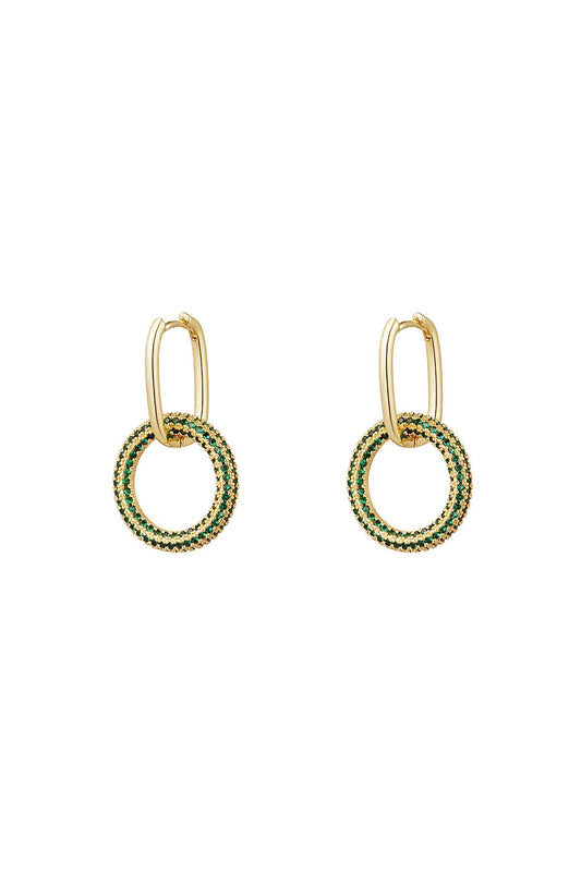 Green and gold zircon earrings