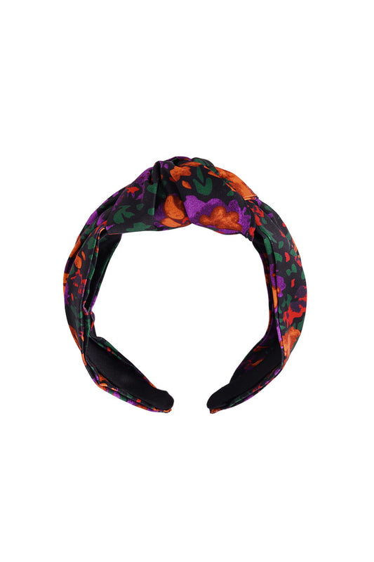 Black floral hairband with knot