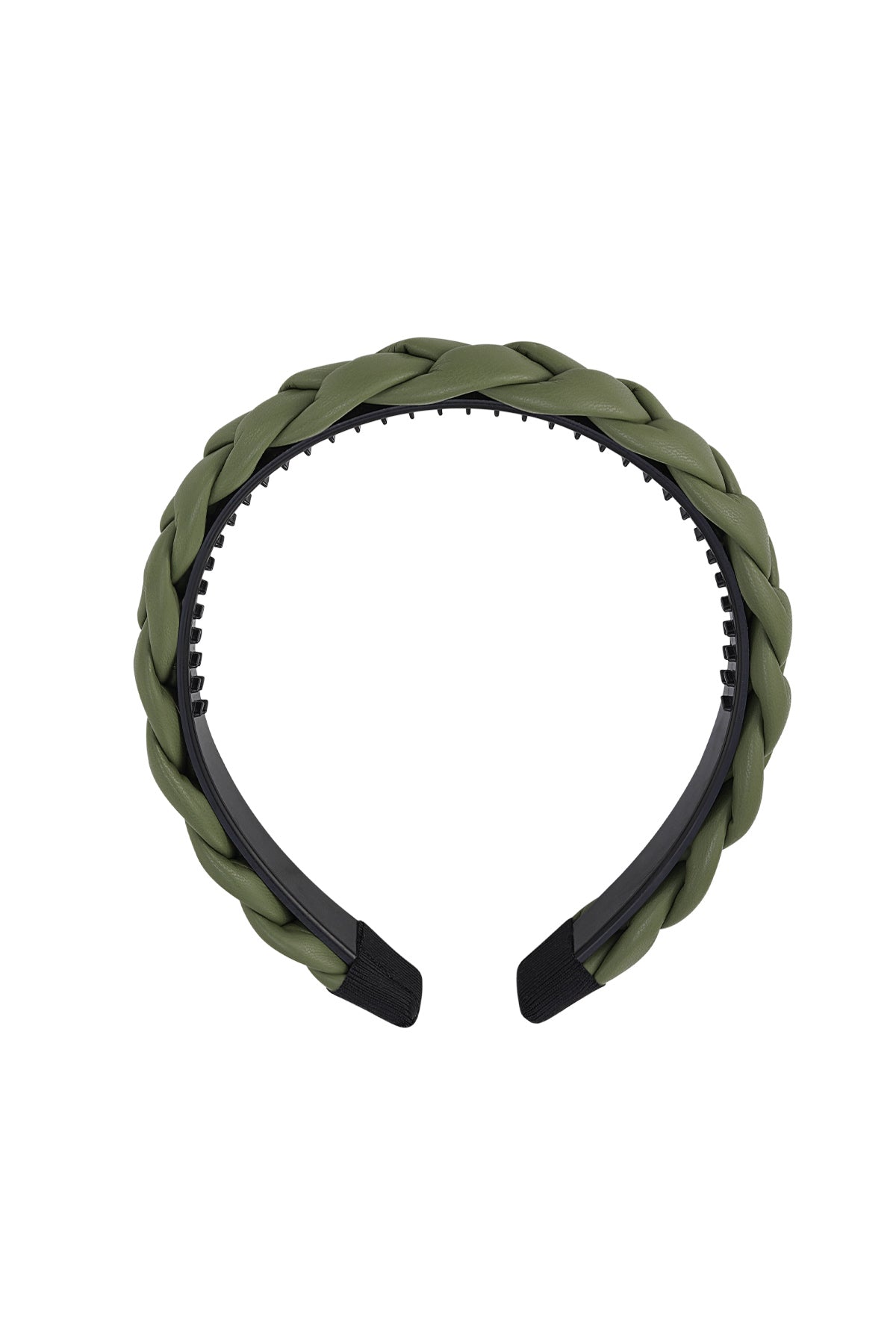 Kaki leatherlook braided hairband